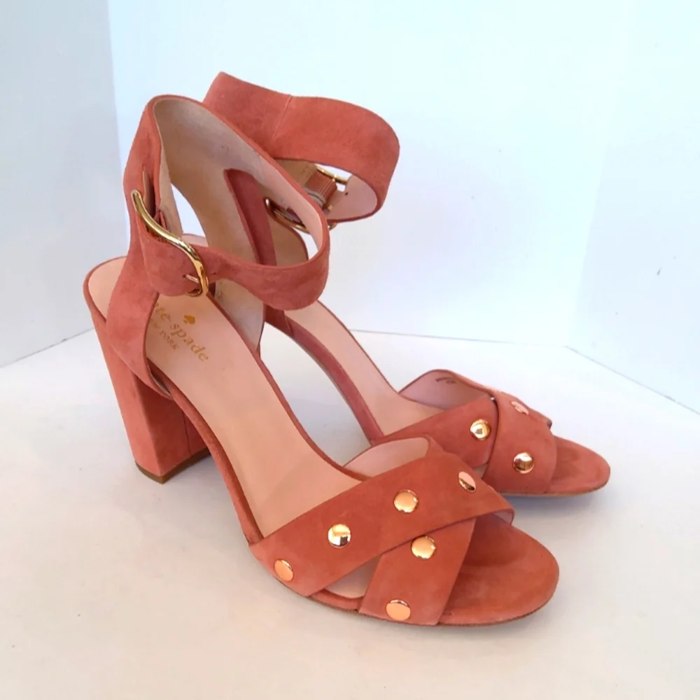 Kate Spade suede leather rose gold heels sandals size 10